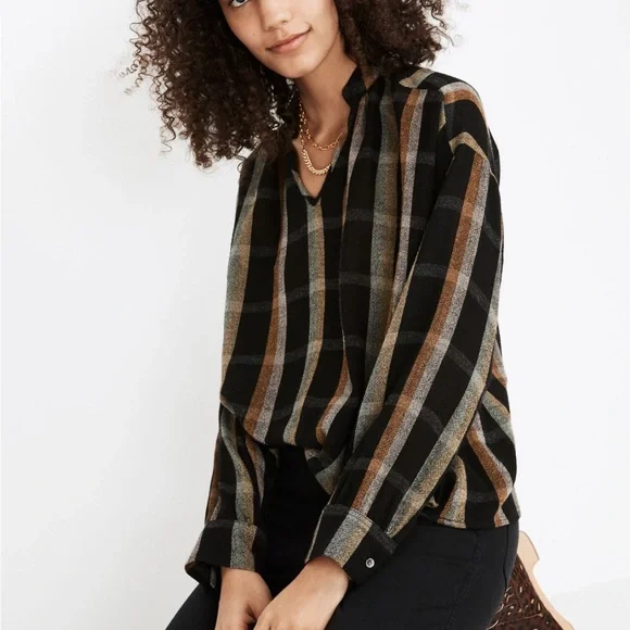Madewell Oversized  XL Highroad Popover Shirt in Lessing Plaid extra large - Picture 2 of 10